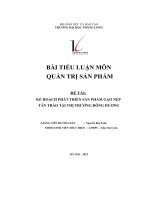 bài tiểu luận môn quản trị sản phẩm đề tài kế hoạch phát triển sản phẩm gạo nếp tân trào tại thị trường đông dương