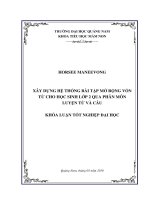 XÂY DỰNG HỆ THỐNG BÀI TẬP MỞ RỘNG VỐN TỪ CHO HỌC SINH LỚP 2 QUA PHÂN MÔN LUYỆN TỪ VÀ CÂU