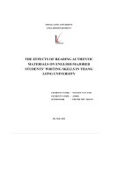 the effects of reading authentic materials on english majored students writing skills in thang long university