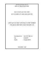 CHẾ TẠO VẬT LIỆU NANO MOS2 VÀ THỬ NGHIỆM ỨNG DỤNG PHÂN HỦY CHẤT MẦU HỮU CƠ