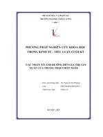 phương pháp nghiên cứu khoa học trong kinh tế tiểu luận cuối kỳ các nhân tố ảnh hưởng đến giá trị sản xuất của trang trại chăn nuôi