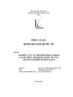 tiểu luận kinh doanh quốc tế đề tài nghiên cứu về mô hình hoạt động cách thức mở rộng quốc tế của doanh nghiệp mcdonalds