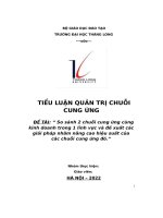 đề tài so sánh 2 chuỗi cung ứng cùng kinh doanh trong 1 lĩnh vực và đề xuất các giải pháp nhằm nâng cao hiệu suất của các chuỗi cung ứng đó