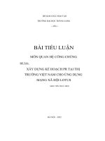 bài tiểu luận môn quan hệ công chúng đề tài xây dựng kế hoạch pr tại thị trường việt nam cho ứng dụng mạng xã hội lotus