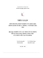 tiểu luận môn phương pháp nghiên cứu khoa học trong kinh tế hk ii đề tài nghiên cứu các nhân tố tác động đến sự hài lòng trong công việc của nhân viên tại vinamilk