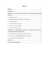 Tiểu luận các học thuyết quản lý theo khoa học thế kỷ xix và Ý nghĩa thực tiễn hiện nay