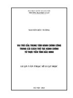 Luận văn thạc sĩ luật học: Vai trò của trung tâm hành chính công trong cải cách thủ tục hành chính từ thực tiễn tỉnh Bắc Ninh