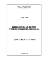 Luận văn thạc sĩ luật học: Bảo đảm quyền học tập của trẻ em từ thực tiễn huyện Cẩm Thủy, tỉnh Thanh Hóa