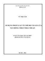 Luận văn thạc sĩ luật học: Áp dụng pháp luật về chế độ tài sản của vợ chồng theo thỏa thuận