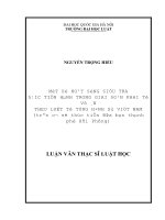 Luận văn thạc sĩ luật học: Một số hoạt động điều tra được tiến hành trong giai đoạn khởi tố vụ án theo luật tố tụng hình sự Việt Nam (Trên cơ sở thực tiễn địa bàn thành phố Hải Phòng)