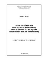 Luận văn thạc sĩ luật học: Vai trò của Kiểm sát viên trong việc bảo vệ quyền con người trong tố tụng hình sự - qua thực tiễn tại Viện kiểm sát nhân dân thành phố Hà Nội