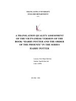 a translation quality assessment of the vietnamese version of the book harry potter and the order of the phoenix in the series harry potter