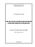 Luận văn thạc sĩ luật học: Pháp luật về cho vay tiêu dùng và thực tiễn thực hiện tại Ngân hàng thương mại cổ phần Đông Nam Á