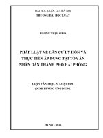 Luận văn thạc sĩ luật học: Pháp luật về căn cứ ly hôn và thực tiễn áp dụng tại tòa án nhân dân thành phố Hải Phòng