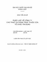 Luận văn thạc sĩ luật học: Pháp luật về công ty cho thuê tài chính trực thuộc của tổ chức tín dụng