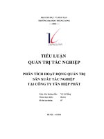tiểu luận quản trị tác nghiệp phân tích hoạt động quản trị sản xuất tác nghiệp tại công ty tân hiệp phát