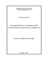 Luận văn thạc sĩ luật học: Bảo đảm quyền của lao động di trú là người nước ngoài ở Việt Nam hiện nay