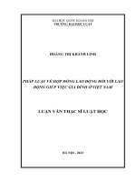 Luận văn thạc sĩ luật học: Pháp luật về hợp đồng lao động đối với lao động giúp việc gia đình ở Việt Nam