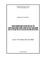 Luận văn thạc sĩ luật học: Trách nhiệm hình sự đối với các tội xâm phạm nhân phẩm, danh dự của con nguời (Trên cơ sở thực tiễn xét xử tại địa bàn thành phố Hà Nội)