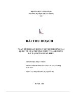 bài thu hoạch phân tích hoạt động tài trợ thương mại quốc tế của phương thức thanh toán l c tại ngân hàng bidv