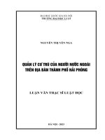 Luận văn thạc sĩ luật học: Quản lý cư trú của người nước ngoài trên địa bàn thành phố Hải Phòng