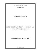 Luận văn thạc sĩ luật học: Hành vi pháp lý vô hiệu do bị nhầm lẫn theo Pháp Luật Việt Nam