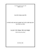 Luận văn thạc sĩ luật học: Cổ phần hóa doanh nghiệp nhà nước trên địa bàn tại tỉnh Lai Châu