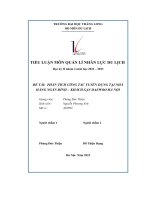 tiểu luận môn quản lí nhân lực du lịch đề tài phân tích công tác tuyển dụng tại nhà hàng ngân đình khách sạn daewoo hà nội