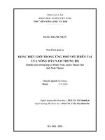Khác biệt giới trong ứng phó với thiên tai của nông dân Nam Trung Bộ (Nghiên cứu trường hợp xã Phước Nam, huyện Thuận Nam, tỉnh Ninh Thuận)