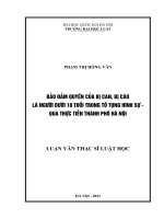 Luận văn thạc sĩ luật học: Bảo đảm quyền của bị can, bị cáo là người dưới 18 tuổi trong tố tụng hình sự - qua thực tiễn thành phố Hà Nội