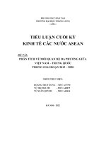 tiểu luận cuối kỳ kinh tế các nước asean đề tài phân tích về mối quan hệ đa phương giữa việt nam trung quốc trong giai đoạn 2015 2020