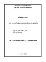 tóm tắt: Phân loại mã độc Android sử dụng học sâu