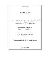 Luận văn thạc sĩ luật học: Doanh nghiệp kinh doanh bảo hiểm nhân thọ theo pháp luật Việt Nam