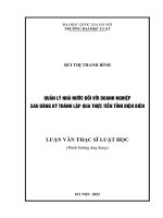 Luận văn thạc sĩ luật học: Quản lý nhà nước đối với doanh nghiệp sau đăng ký thành lập từ thực tế tỉnh Điện Biên