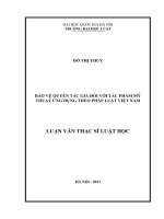 Luận văn thạc sĩ luật học: Bảo vệ quyền tác giả đối với tác phẩm mỹ thuật ứng dụng theo pháp luật Việt Nam