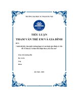 tiểu luận tham vấn trẻ em và gia đình đề 3 anh chị hãy tìm một trường hợp trẻ em hoặc gia đình có vấn đề về tâm lý và làm tiểu luận theo yêu cầu sau