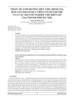CÁC NHÂN TỐ ẢNH HƯỞNG ĐẾN VIỆC ĐỊNH GIÁ BÁN SẢN PHẨM DỰA TRÊN CƠ SỞ CHI PHÍ CỦA CÁC DOANH NGHIỆP CHẾ BIẾN GỖ TẠI THÀNH PHỐ HÀ NỘI