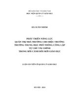 Phát triển năng lực quản trị nhà trường cho hiệu trưởng trường THPT công lập tự chủ tài chính trong bối cảnh đổi mới giáo dục