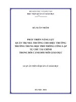 Phát triển năng lực quản trị nhà trường cho hiệu trưởng trường THPT công lập tự chủ tài chính trong bối cảnh đổi mới giáo dục