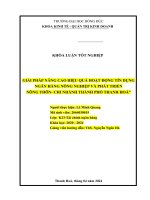 giải pháp nâng cao hiệu quả hoạt động tín dụng ngân hàng nông nghiệp và phát triển nông thôn chi nhánh thành phố thanh hoá