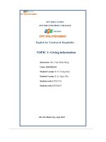 tiểu luận english for tourism hospitalitytopic 1 giving information