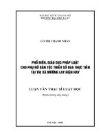 Luận văn thạc sĩ luật học: Phổ biến, giáo dục pháp luật cho phụ nữ dân tộc thiểu số qua thực tiễn tại thị xã Mường Lay, tỉnh Điện Biên