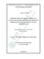 Luận văn thạc sĩ quản lý đất đai: Đánh giá công tác đo đạc, chỉnh lý và cập nhật bản đồ địa chính tại chi nhánh văn phòng đăng ký đất đai huyện Văn Lâm, tỉnh Hưng Yên