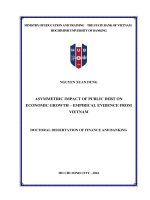 Luận án tiến sĩ tài chính ngân hàng: Asymmetric impact of public debt on economic growth - empirical evidence from Vietnam