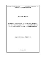 Luận văn thạc sĩ kinh tế: Một số giải pháp phát triển nguồn nhân lực đáp ứng yêu cầu xây dựng nông thôn mới tại xã Đa Tốn, Huyện Gia Lâm, Thành phố Hà Nội