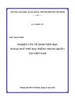 Sách chuyên khảo: Nghiên cứu về sinh viên học ngoại ngữ thứ hai (Tiếng Trung Quốc) tại Việt Nam