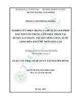 Luận văn thạc sĩ quản lý tài nguyên rừng: Nghiên cứu hiện trạng và đề xuất giải pháp bảo tồn côn trùng làm thực phẩm tại huyện Xaythany, thủ đô Viêng Chăn, nước Cộng hòa dân chủ nhân dân Lào