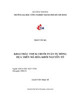 khai thác top k chuỗi tuần tự đóng dựa trên mã hóa khối nguyên tố