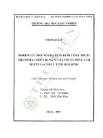 Luận văn thạc sĩ khoa học lâm nghiệp: Nghiên cứu một số giải pháp kinh tế kỹ thuật nhằm phát triển rừng núi đá vôi xã Đồng Tâm huyện Lạc Thủy tỉnh Hòa Bình