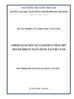 Đề tài nghiên cứu khoa học cấp cơ sở: Chính sách tiền tệ và hành vi tích trữ thanh khoản ngân hàng tại Việt Nam